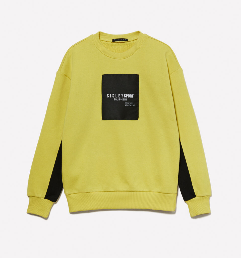 Yellow sweatshirt with logo tag - boys' knitwear - Yellow | Sisley Young image number 1